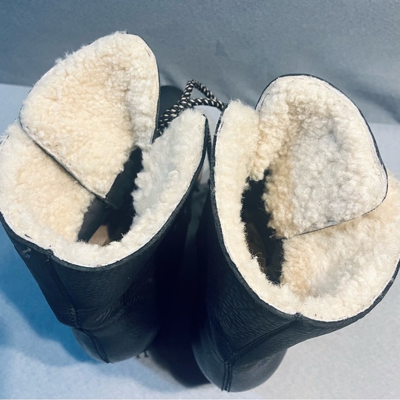 Sorel Joan of Arctic Wedge Mid Shearling Boot Black Ancient Fossil Size 10 - Picture 12 of 14